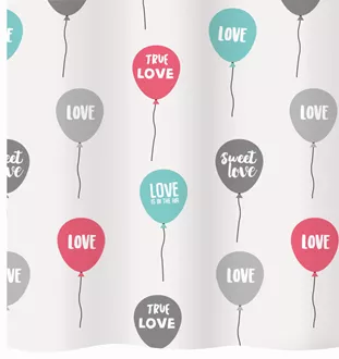 Textile shower curtain Love